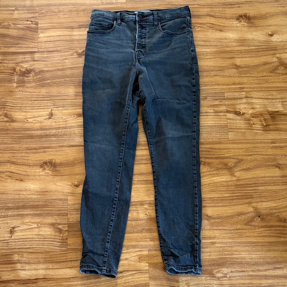 Everlane washed black authentic stretch high rise skinny jeans